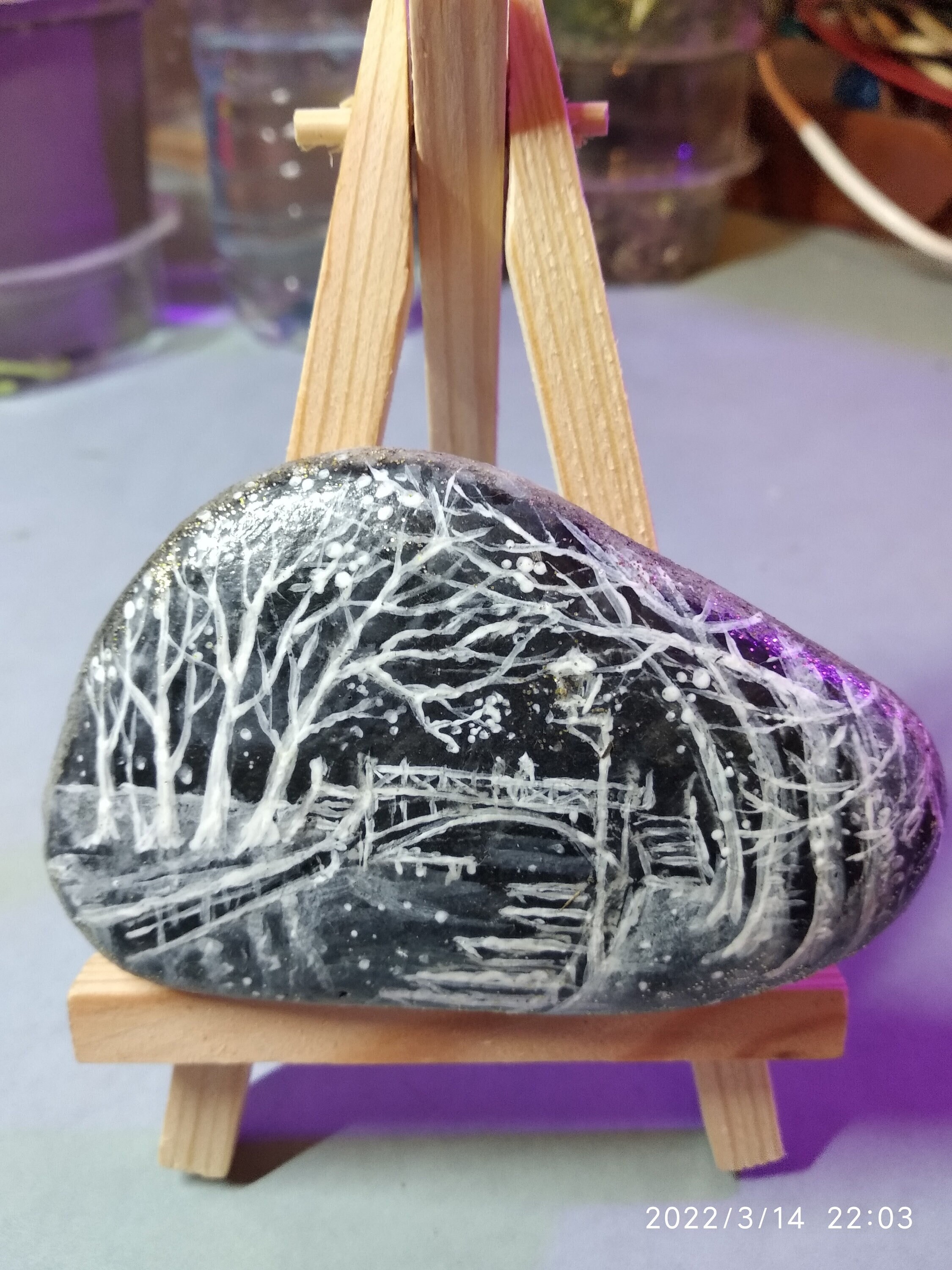 Pebbles, Stone, Stone Painting, Landscape On Annecy Bridge Of Love.