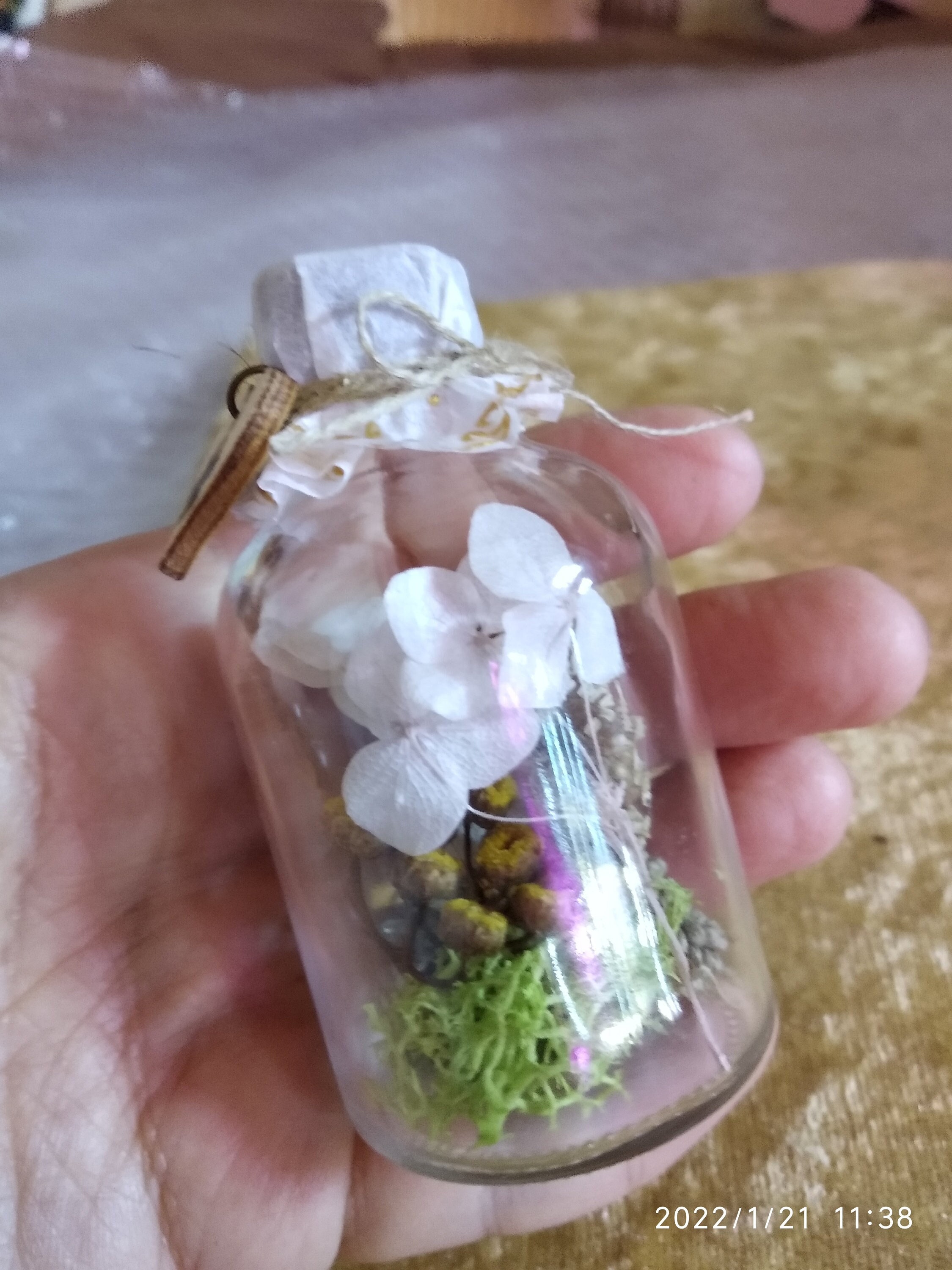 Herbarium in A Bottle - Table Decoration Dry Herbs Flowers.