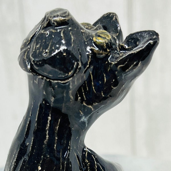 Sculpture de chat noir, Chats en céramique, Céramique faite main, Poterie amusante, chaton, Animaux mignons, Terre cuite cuite au four, Décoration de maison, Ornement de chat heureux
