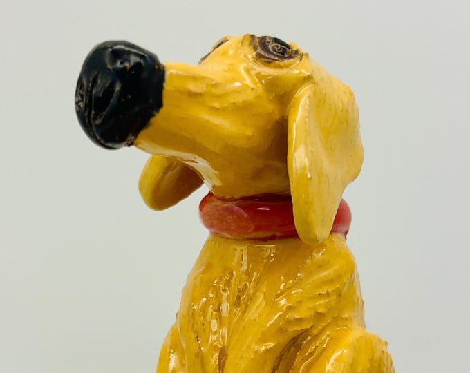 Handmade Pottery Dog Sculpture: Cheerful Ceramic Pet Ornament