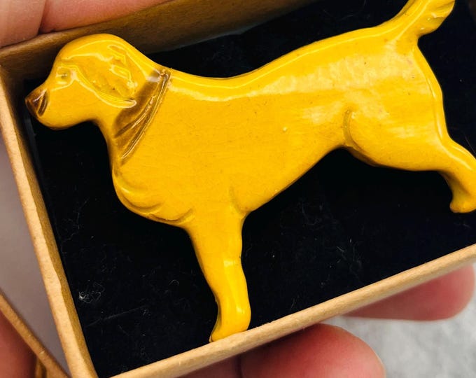 Handmade Ceramic Dog Brooch: Labrador, Golden Retriever