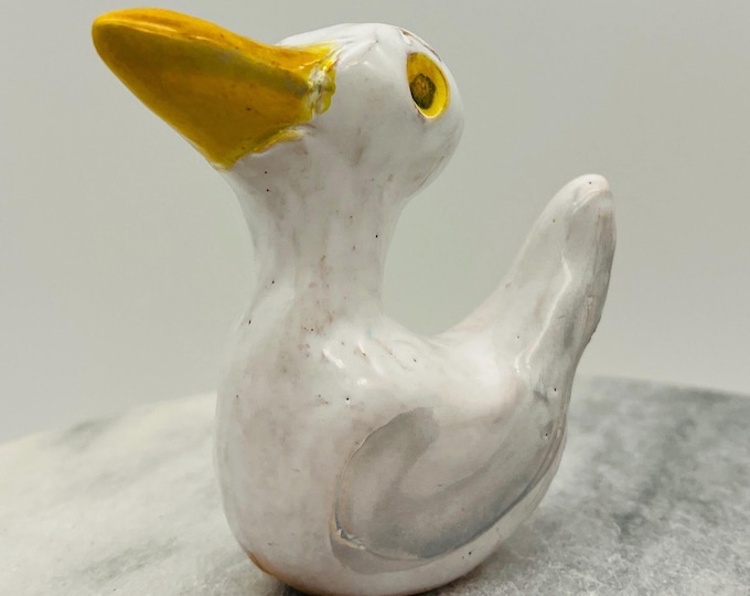 Handmade Ceramic Seagull: Whimsical Pottery Bird, Beach Home Decor