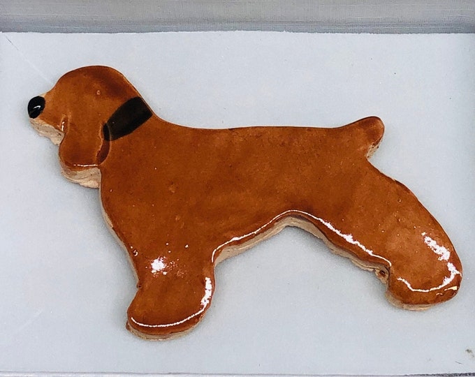 Brown Spaniel Dog Brooch, Handmade Brooches, Cocker Spaniels, Love Dogs, Cavalier King Charles, Pet, Kiln Fired Clay, Sussex Ceramics UK.