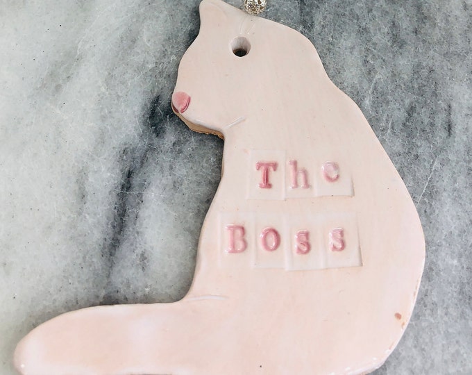 Pottery Cat, The Boss White Cat, Love Cats, Cat Quotes, Handmade Ceramics, Ceramic Kitty Cat Gifts, Kiln Fired Clay, Sussex Ceramics UK.