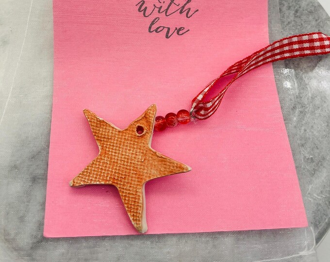 Handmade Ceramic Christmas Star Ornament: Sussex Pottery Decoration