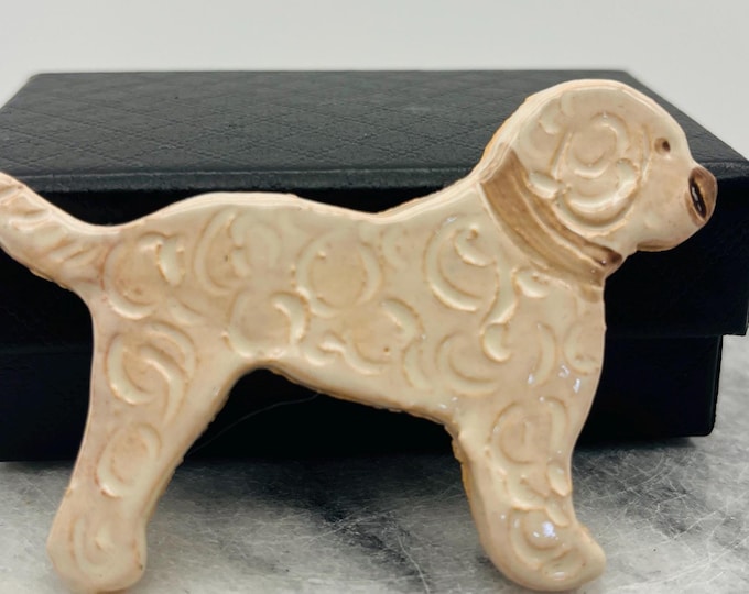 Handmade Cocker Poodle Cockerpoo Ceramic Brooch: Kiln Fired Pottery Gift