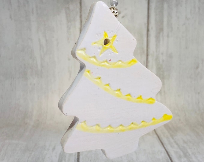 Handmade Ceramic Christmas Tree Decoration, Made In My Sussex Pottery and Fired In My Kiln, Xmas Tree Ornament, Clay Ornaments, Home Decor.
