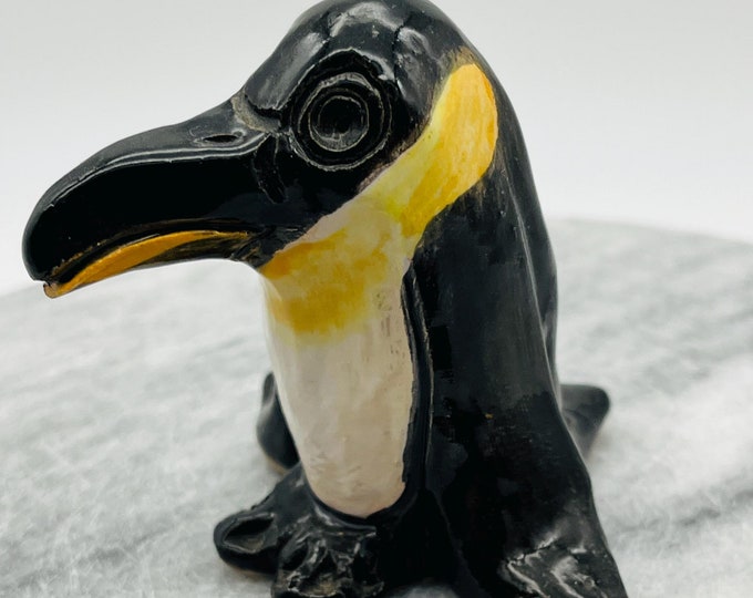 Penguin Pottery Bird Sculpture, Ceramic Figurine, Home Decor, Colourful Ornament, Handmade Ceramics, Home Decor, Whimsical, Fun, Penguin Pet
