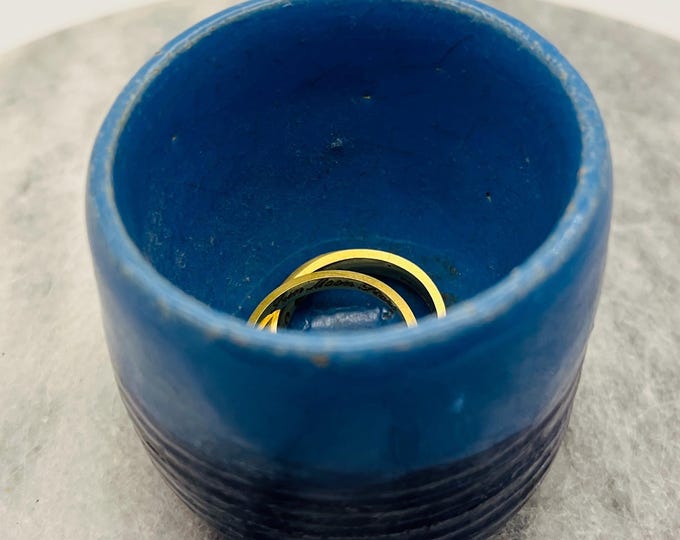 Handmade Blue Pottery Ring Bowl, Sussex Ceramics