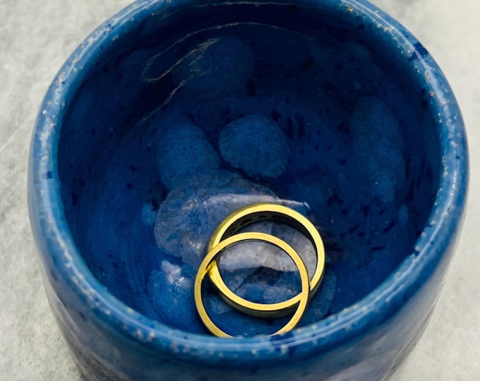 Handmade Blue Pottery Ring Bowl, Sussex Ceramics