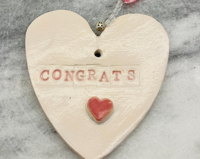 Handmade Ceramic Heart Ornament: Pottery Decor, Fired Clay