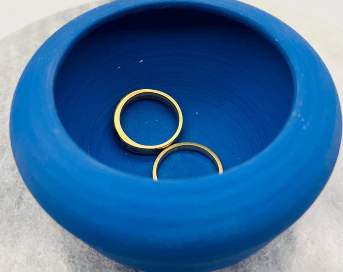 Handmade Blue Pottery Ring Bowl, Sussex Ceramics