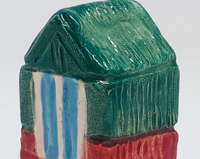 Beach Hut Ornament, Ceramic Seaside Beach Huts, Sussex Ceramics UK, Clay, Home Decor, Ornament, Decoration, Miniature Pottery, paper Weight.