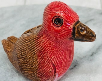 Pottery Robin, Ceramic Wildlife, Made Out Of Clay, Miniature Garden Bird, Love Birds, Nature, Handmade Ceramics Made In Sussex UK.