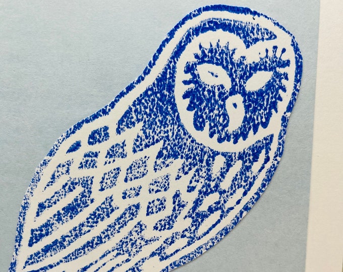 Owl Hand Printed Card, Handmade Bird Greetings Card, Hand Printed Birds Greeting Cards, Love Birds, Birthday Card, Anniversary, Owls.