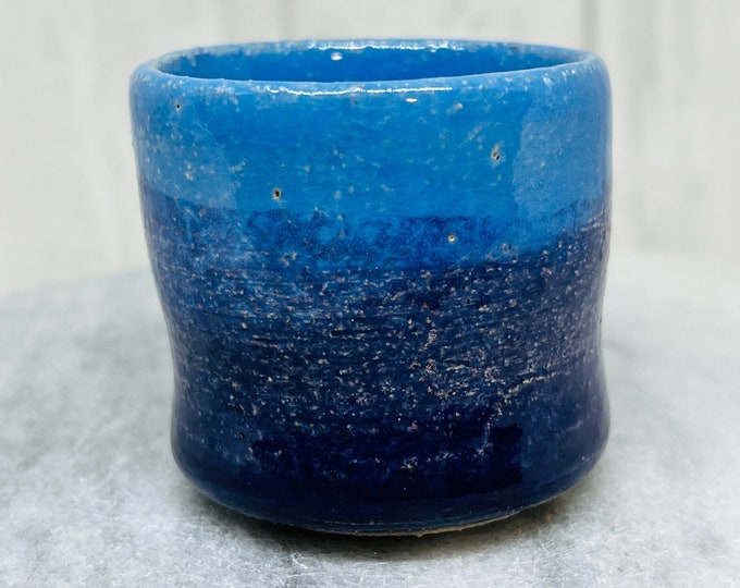 Blue Wheel Thrown Pottery Pot, Handmade Sussex Ceramics UK, Ceramic Ring Bowl, Ornament, Kiln Fired Clay, Home Decor, Jewellery Dish.