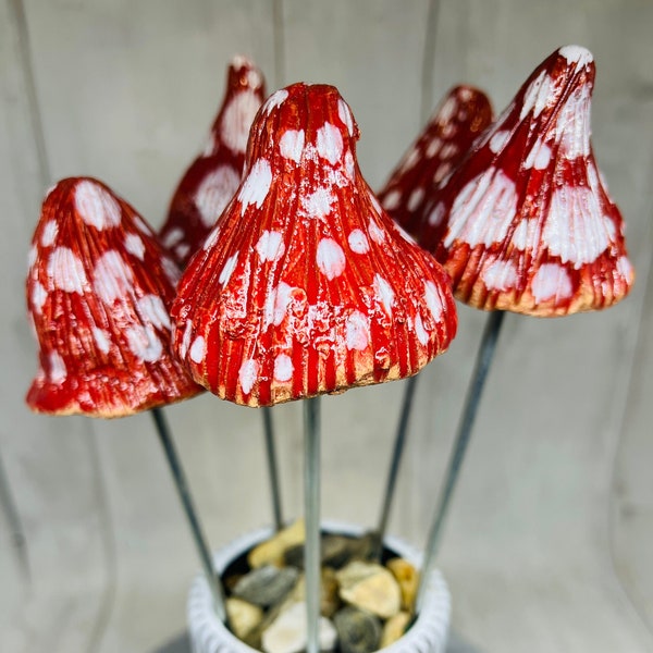 Wobbly Toadstool, Ceramic Mushrooms That Wobble On Their Metal Stick, Pottery Toadstools, Fun Gifts, Home Decoration, Handmade Ceramics.