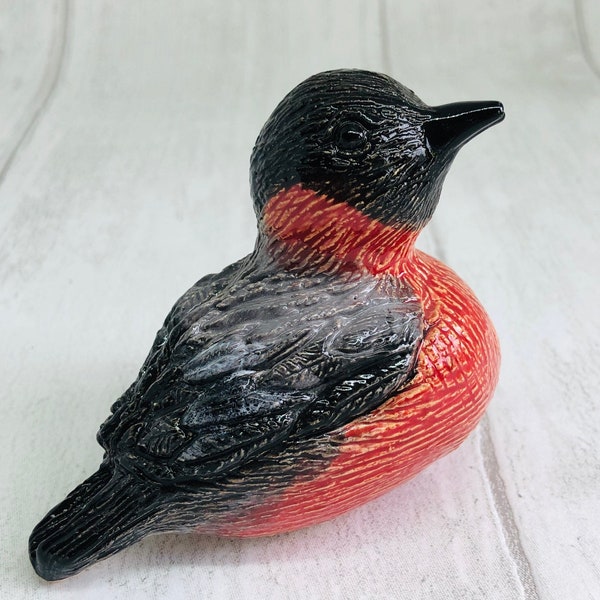 Bullfinch Bird Ornament, Ceramic Wildlife Birds, Clay Garden Birds, Pottery Ornaments, Home Decor, Fired In My Kiln In Sussex UK.