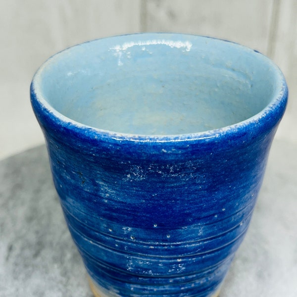 Blue Wheel Thrown Pottery Pot, Handmade Sussex Ceramics UK, Ceramic Ring Bowl, Ornament, Kiln Fired Clay, Home Decor, Jewellery Dish.