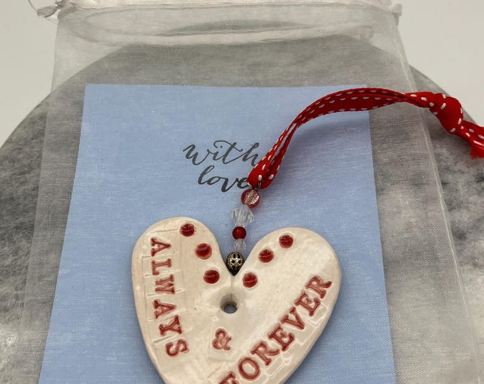 Handmade Ceramic Heart Ornament: Pottery Decor, Always & Forever.
