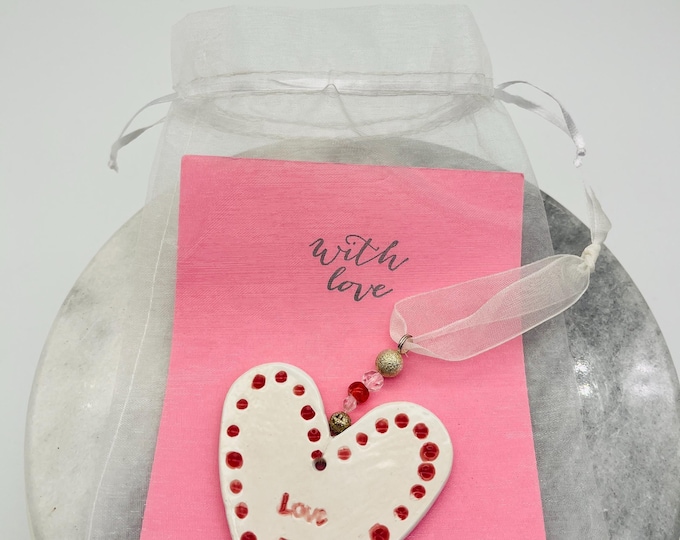 Handmade Ceramic Heart Ornament: Pottery Decor, Love U.