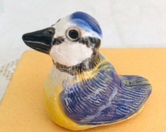 BlueTit, Handmade Ceramic Blue Bird, Pottery Garden Bird Ornament, Wildlife & Nature, Birds, Home Decor, Kiln Fired Clay, Sussex Ceramics UK