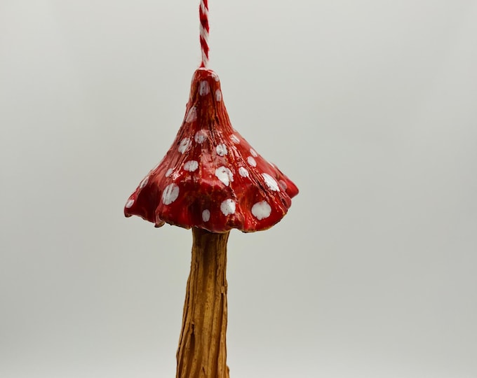 Pottery Toadstool, Ceramic Mushrooms, Handmade Toadstools, Fun Gifts, Home Decoration, Handmade Ceramics, Red and White Decor Ornament.