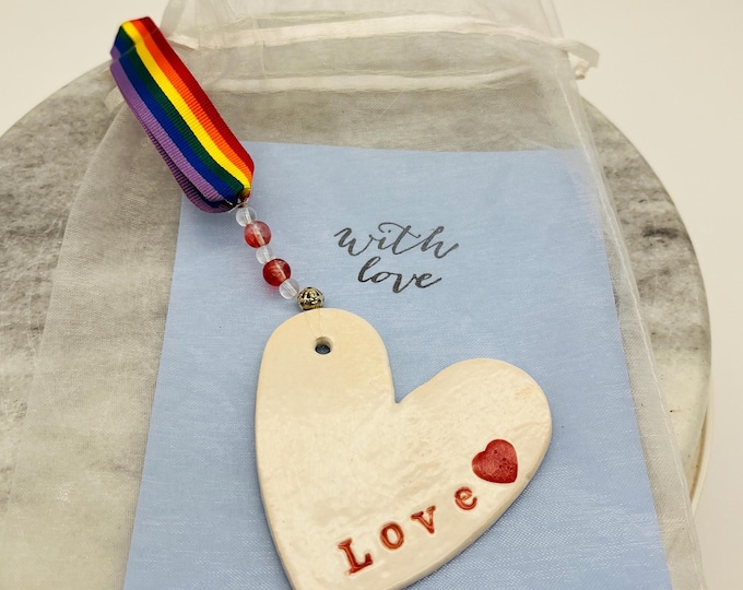 Handmade Ceramic Heart Ornament: Pottery Decor, Love.