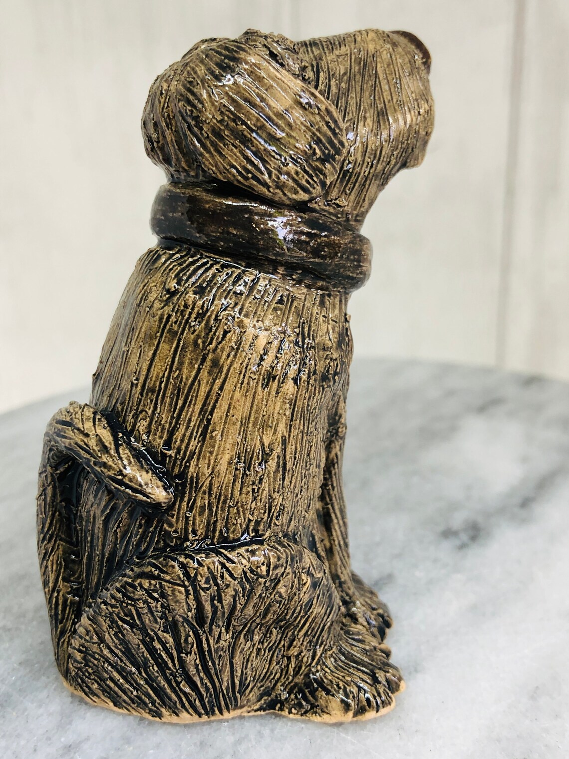 Cute Black Pottery Dog Ornament Love Dogs Pet Pottery Etsy