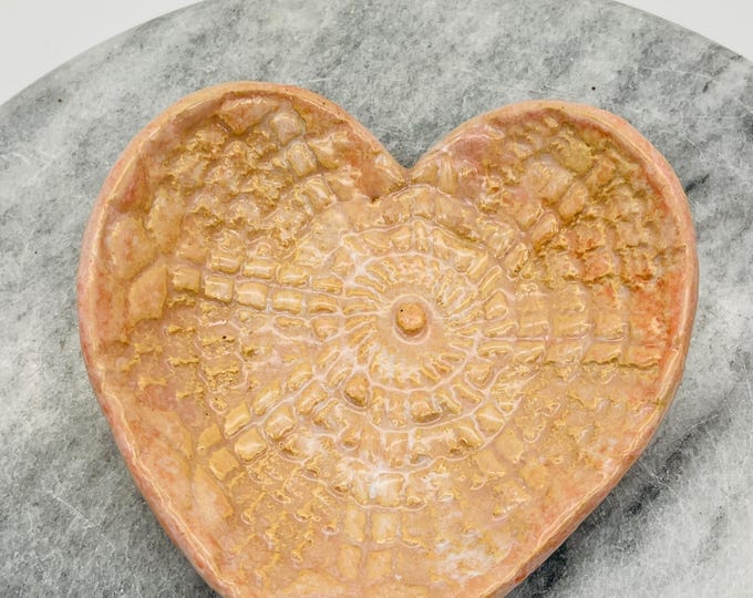 Handmade Ceramic Heart Ring Dish: Pottery Jewelry Bowl