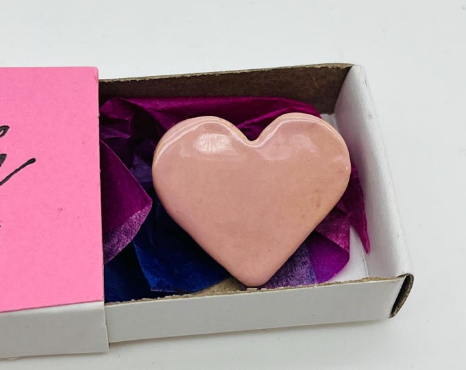 Pink Heart Handmade Pottery Brooch, Love Hearts, Ceramic Badge, Quirky, Fun Gift, Loveheart, Sussex Pottery UK, Colourful, Bright Colours