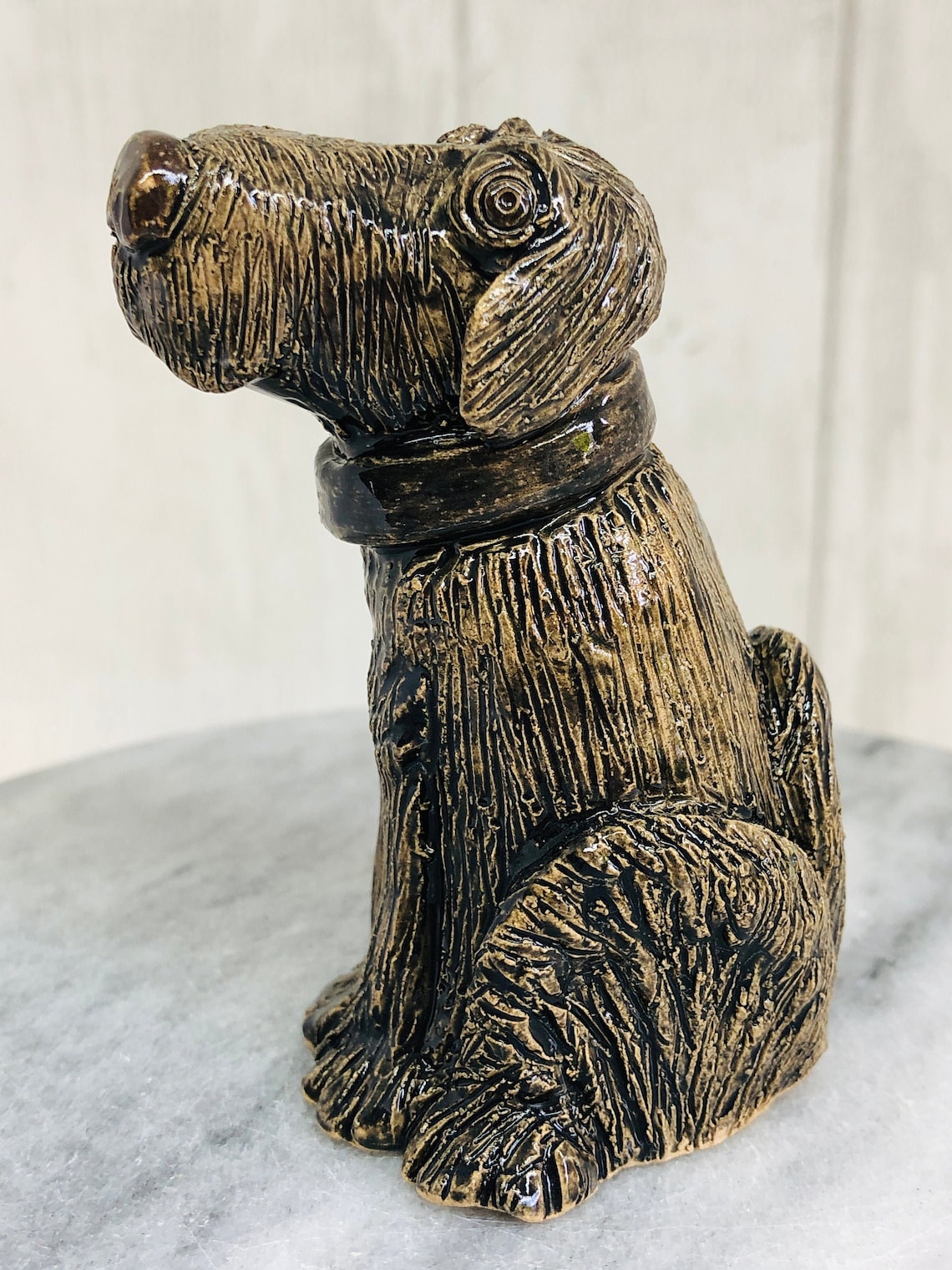 Cute Black Pottery Dog Ornament Love Dogs Pet Pottery Etsy