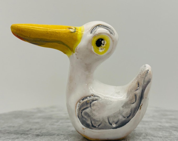 Handmade Ceramic Seagull: Whimsical Pottery Bird, Beach Home Decor