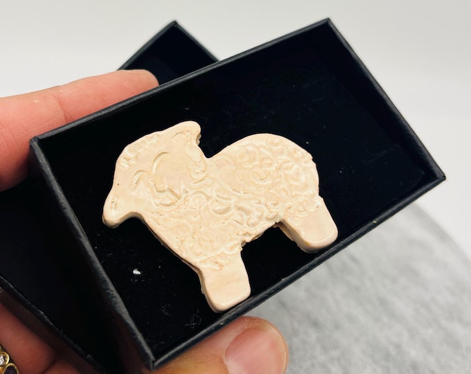 Sheep, Handmade Ceramic Brooch, Love Sheep, Cream Pottery  Sheep, Kiln Fired Clay, Sussex  Ceramics UK, Farm Animal.