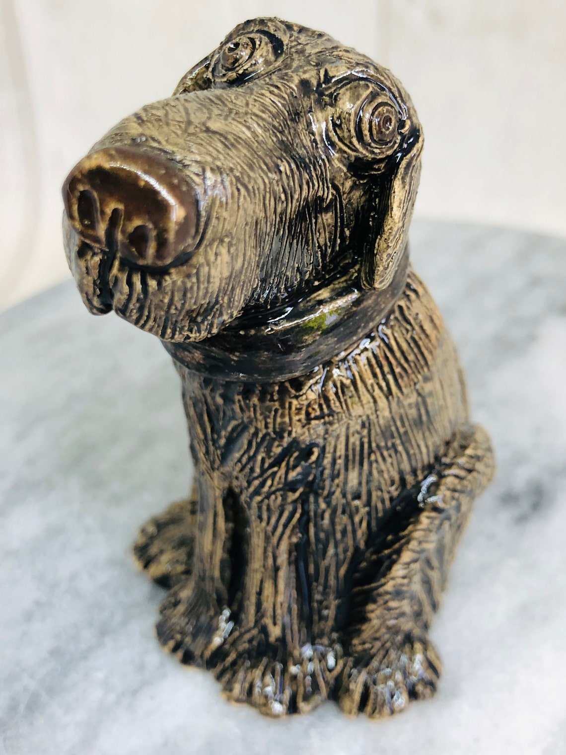 Cute Black Pottery Dog Ornament Love Dogs Pet Pottery Etsy