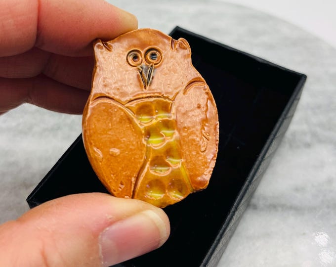 Handmade Ceramic Owl Brooch: Whimsical Jewellry