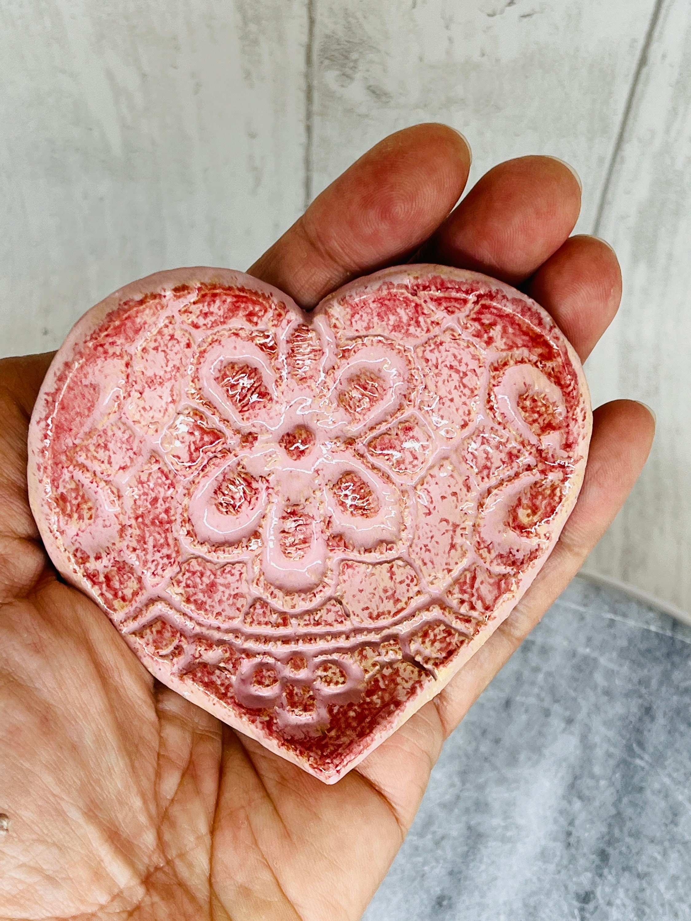 Heart Ring Dish, Handmade Pottery Jewellery Bowl, Ceramic Love Hearts