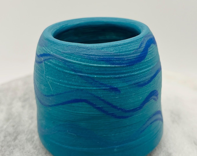 Turquoise and Blue Wheel Thrown Pottery Pot, Handmade Sussex Ceramics UK, Ceramic Ring Bowl, Ornament, Kiln Fired Clay, Home Decor, Dish.