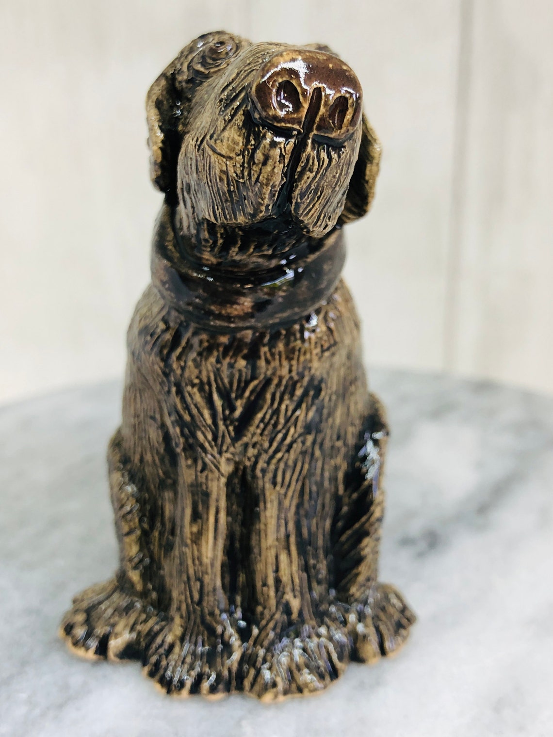 Cute Black Pottery Dog Ornament Love Dogs Pet Pottery Etsy