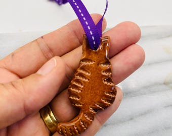 Handmade Tabby Cat Ornament: Ceramic Pottery Decoration
