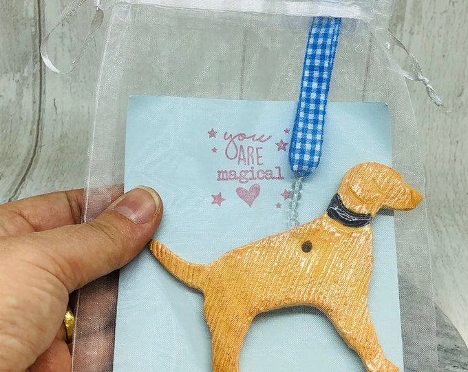 Handmade Ceramic Dog Ornament: Pottery Ornaments.