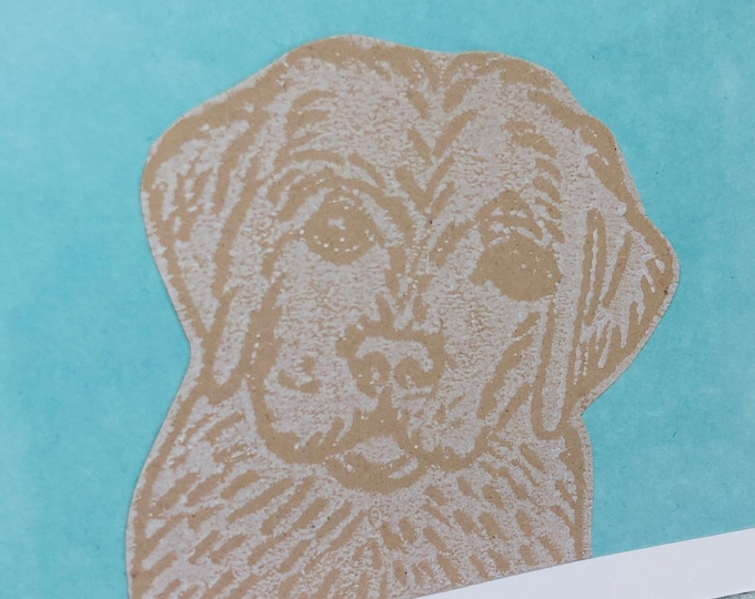 Dog Hand Printed Card, Handmade Greetings Card, Labrador, Golden Retriever, Valentines Day, Birthday, Anniversary, Fathers Day Cards.