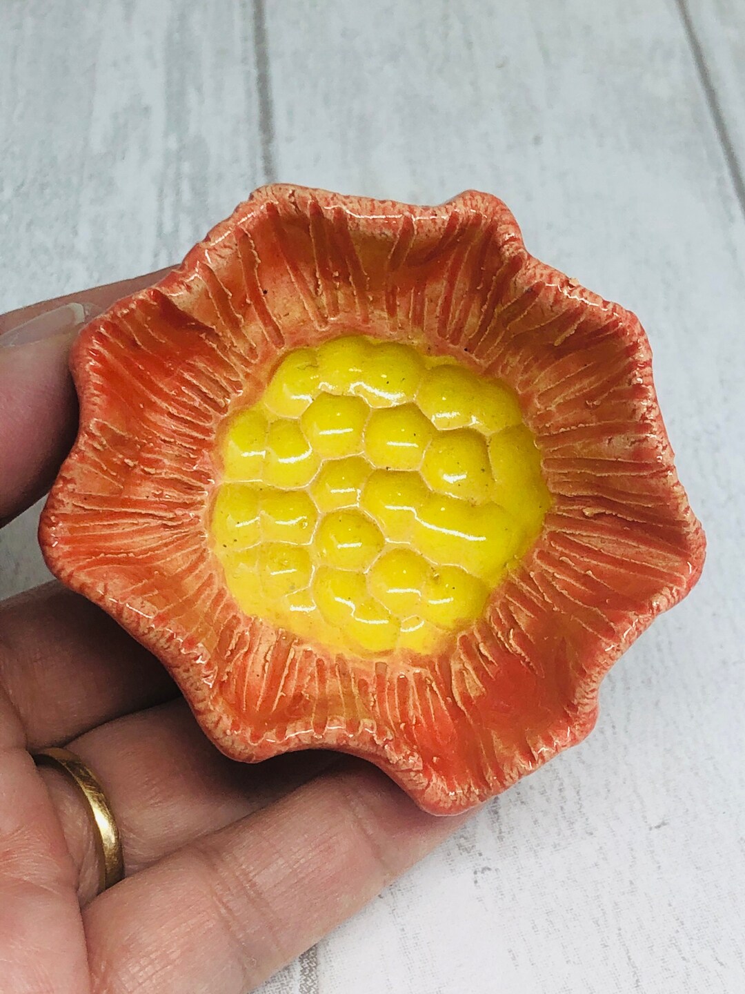 Flower Ring Dish Handmade Pottery Jewellery Flower Bowl Etsy