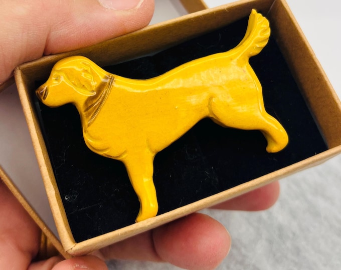 Handmade Ceramic Dog Brooch: Labrador, Golden Retriever