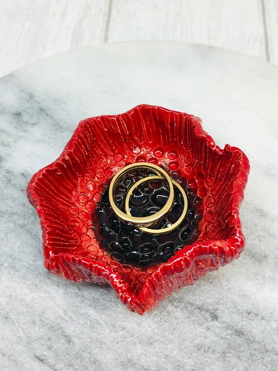 Poppy Flower Ring Dish Handmade Pottery Sussex UK Ceramic Etsy