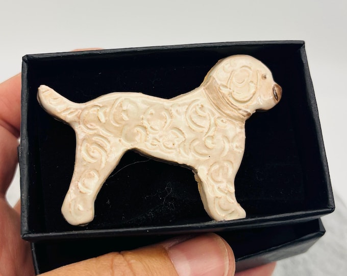 Handmade Cockerpoo Ceramic Brooch: Kiln Fired Pottery Gift