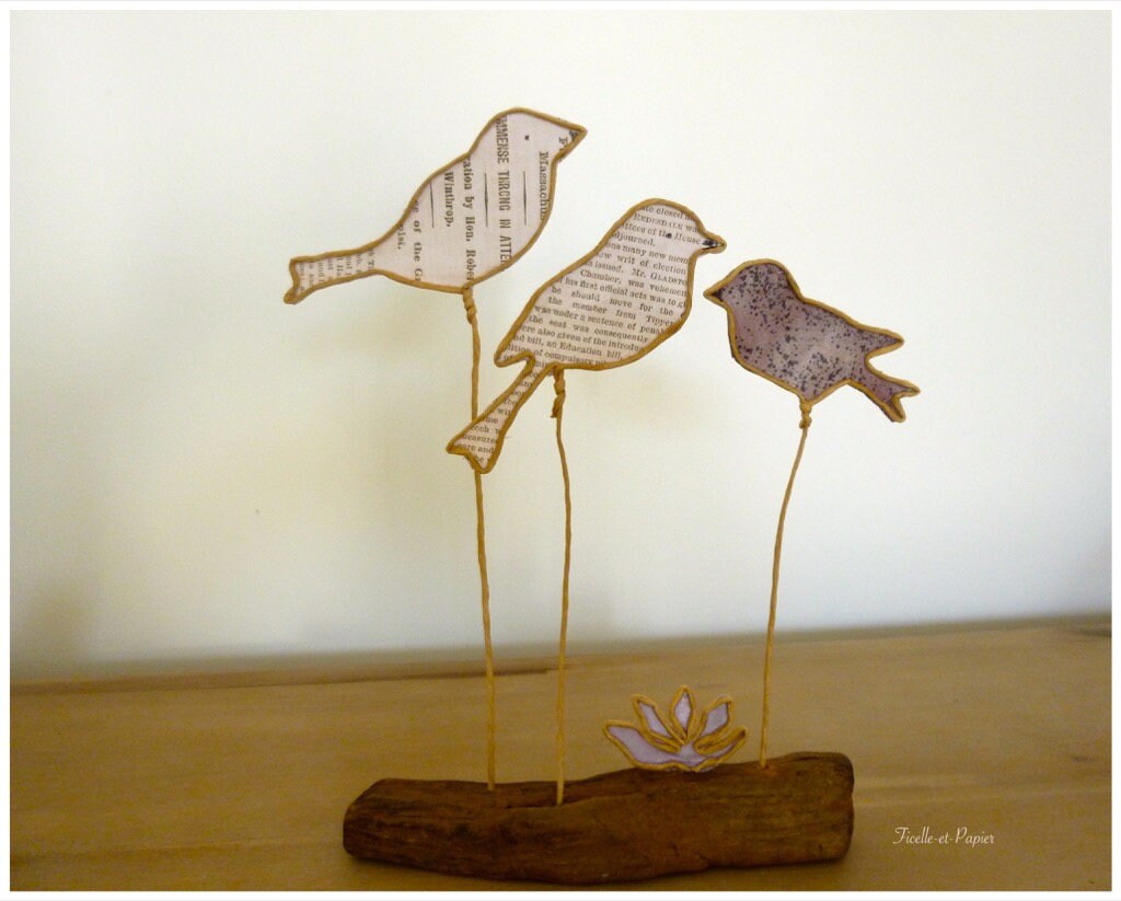 Décoration Oiseaux Figurines en Ficelle et Papier Déco Originale Thème Nature Printemps Sculpture Fi