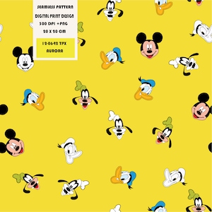 Whimsical Mickey Mouse Theme Digital Clipart Set Vibrant Seamless Patterns
