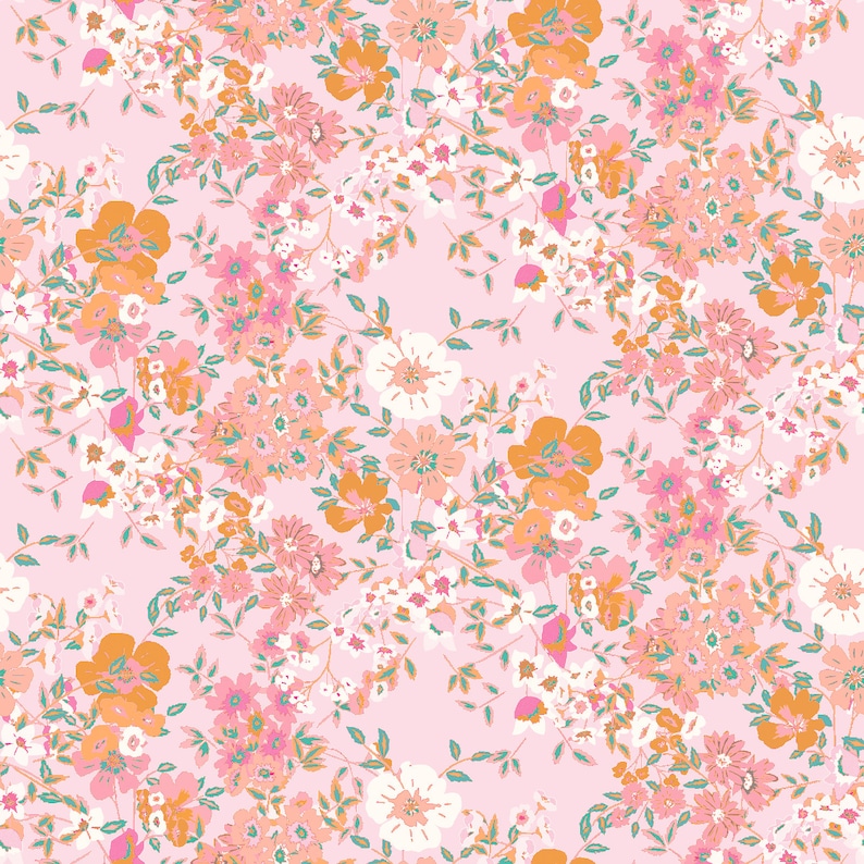 Vintage Rose Seamless Pattern: Pink Floral Fabric Design (PNG Digital ...