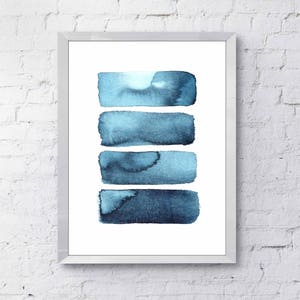 Modern Abstract Printable Art, Indigo Minimal Abstract Print, Scandinavian Indigo Print, Watercolor Abstract Print, Print At Home Art
